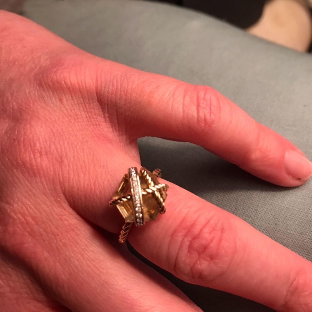 David Yurman cable wrap champagne citrine ring.